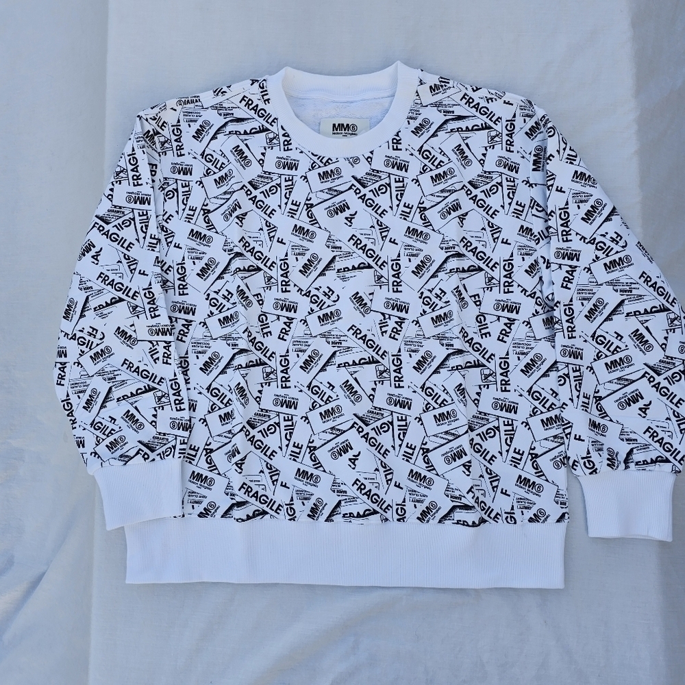 MM6 MAISON MARGIELA Kids Fragile Print Logo Sweatshirt size 14y